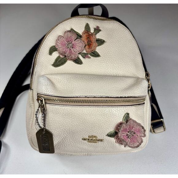 Coach Floral Backpacks for Women for sale | eBay Coach Mini Backpack Chalk Floral Embroidered Pebble Leather F28953 Boho Festival